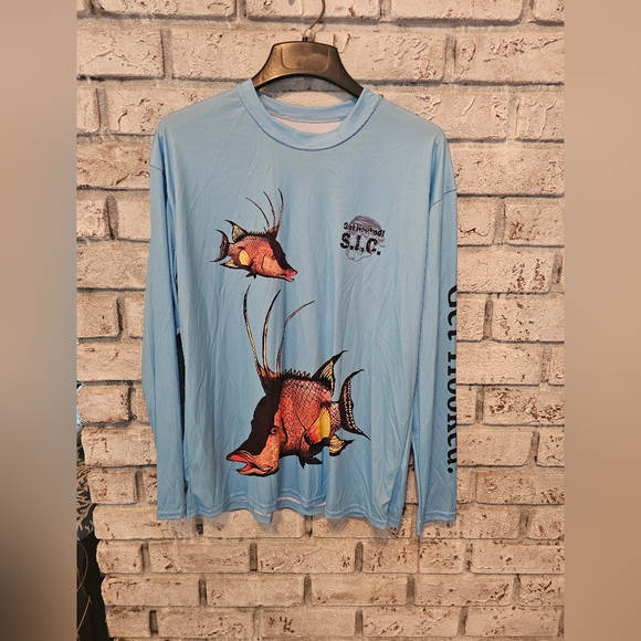GET HOOKED S.I.C. HOGFISH L/S NEPTUNE BLUE NEW WITH TAGS Made in the USA - Picture 2 of 7